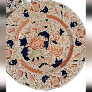 2 Antique Burleigh Ware Cobalt Blue & Iron Red Plates